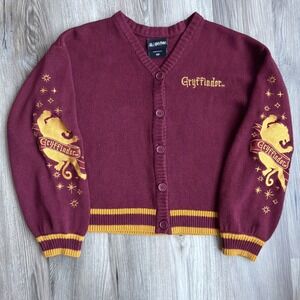 Harry Potter Gryffindor Skimmer Girls Embroidered Cardigan Hogwarts Button Up M